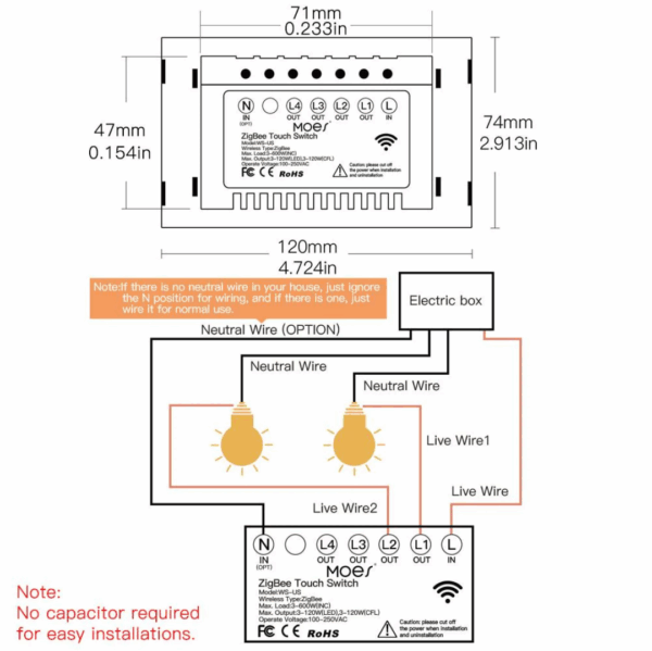 Smart Light Wall Touch Switch ZigBee - Imagen 7