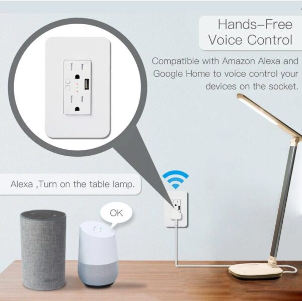 Smart Wall Socket with USB WiFi - Imagen 2